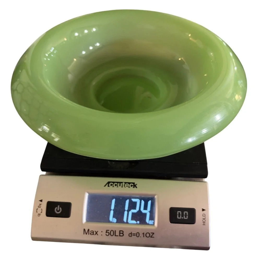 Vintage Fenton Jadeite Bowl 9 in Smooth Rim Glassware Mid Century Modern Kitchen